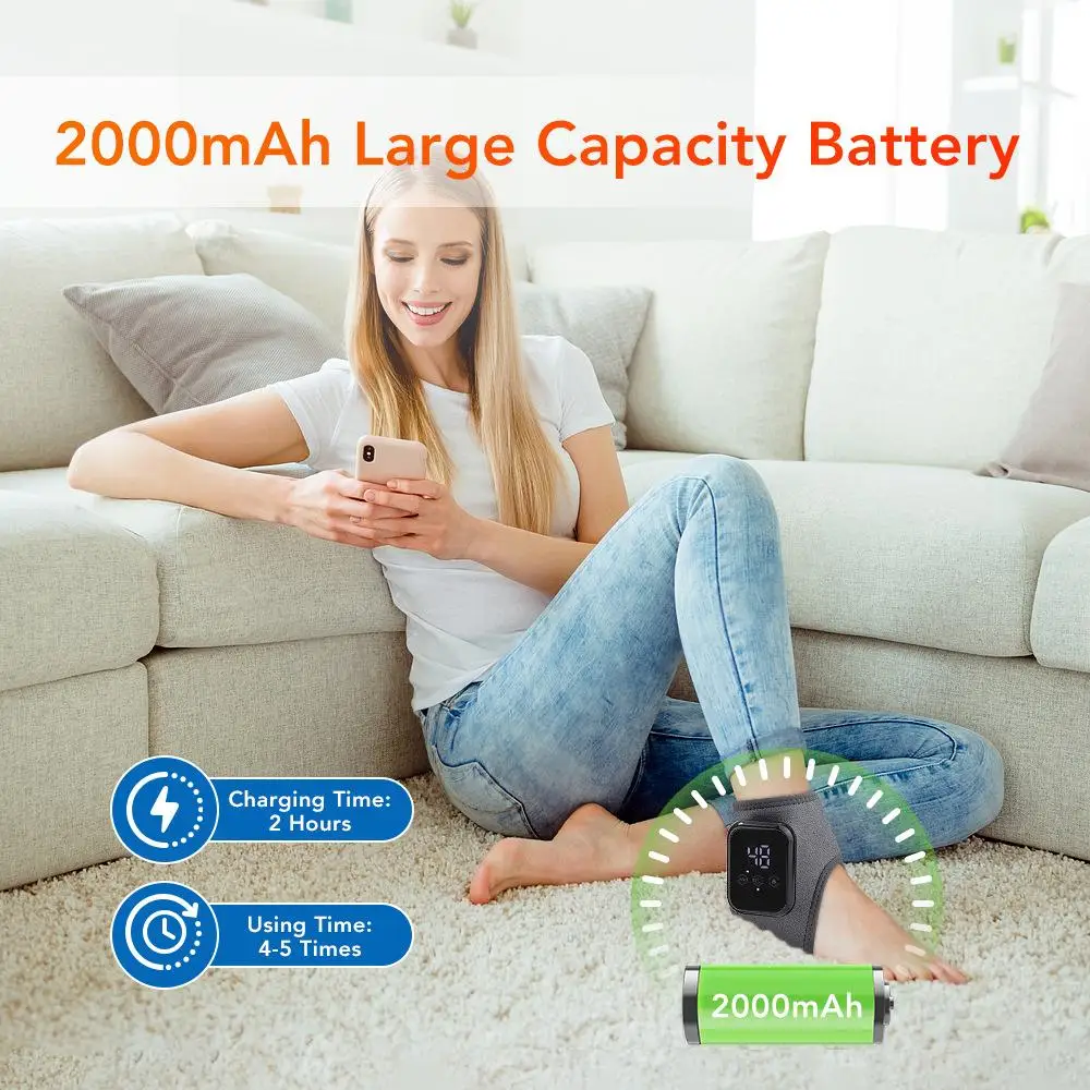 مدلك الكاحل الكهربائي مع 3 التروس ساخنة التفاف القدم دعم هدفين لالتواء المفاصل لتخفيف الآلام الاهتزاز التدفئة تدليك U5O7 #4