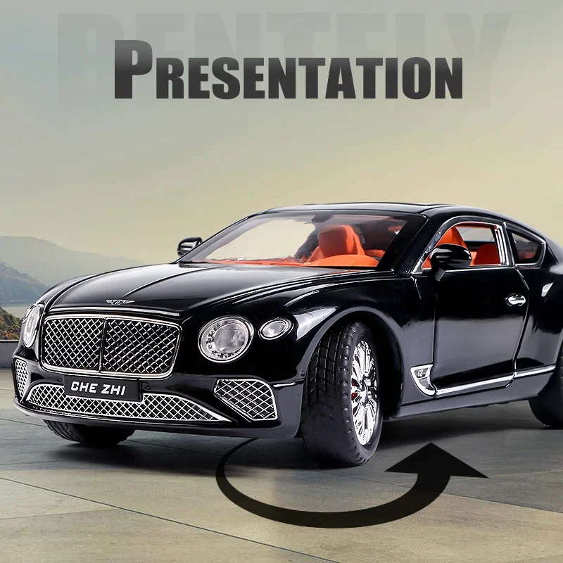 Bentley Continental GT Alloy Model Car Collection Simulation 1:24 Metal Diecast Toy Car Sound Light Gift For Children Miniature