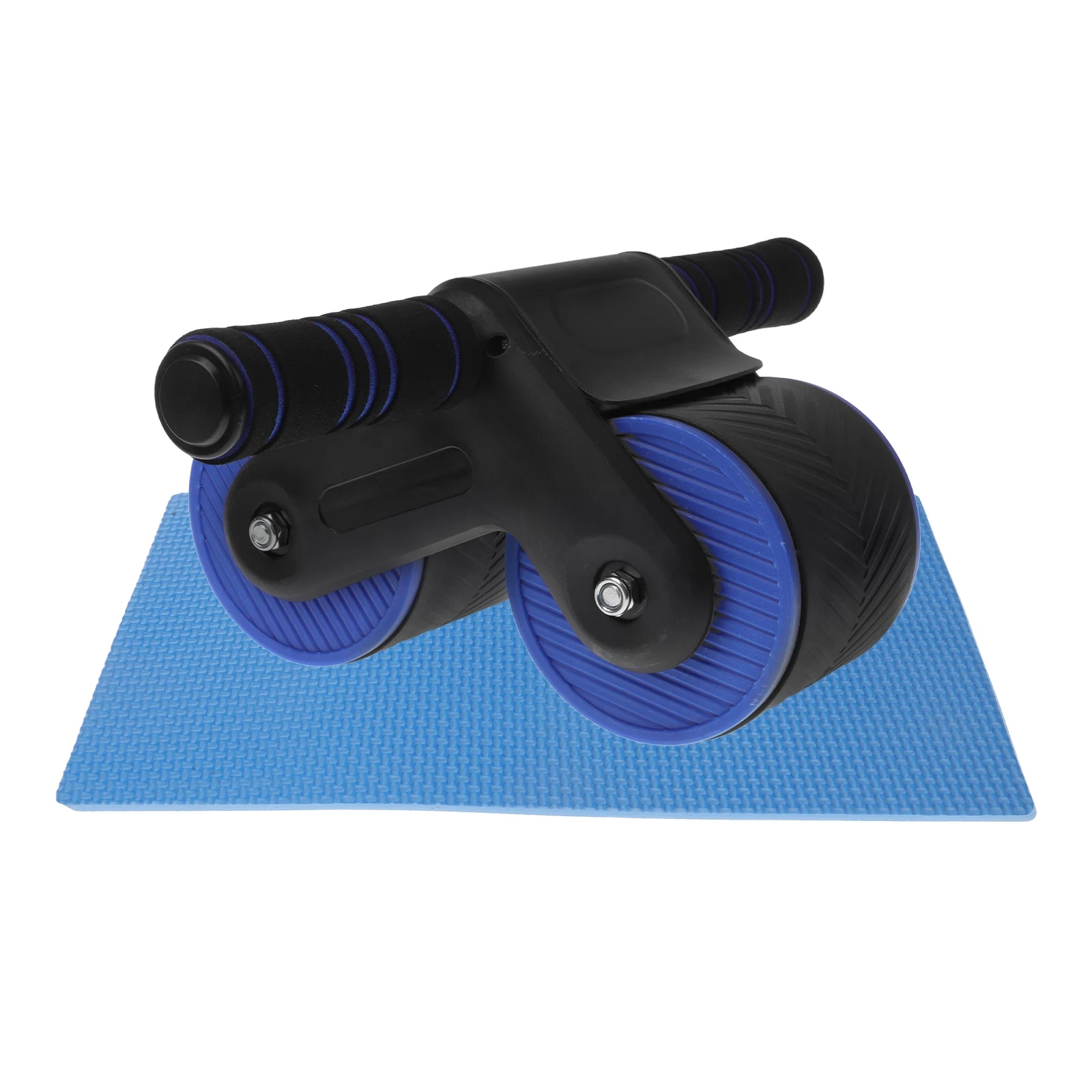 

Automatic Rebound Ab Wheel Blue Black Phone Holder Enlarged Double Wheels Home Gym Equipment Quiet Anti Skid Mat Included