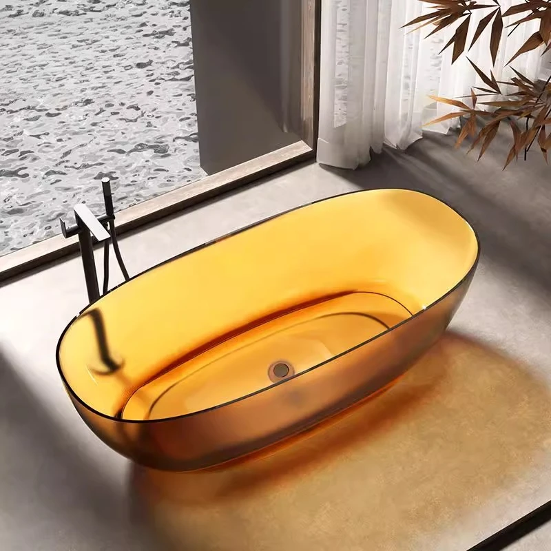 

Net forest circular arc transparent color bathtub Internet celebrity hotel B & B engineering art crystal resin freestanding