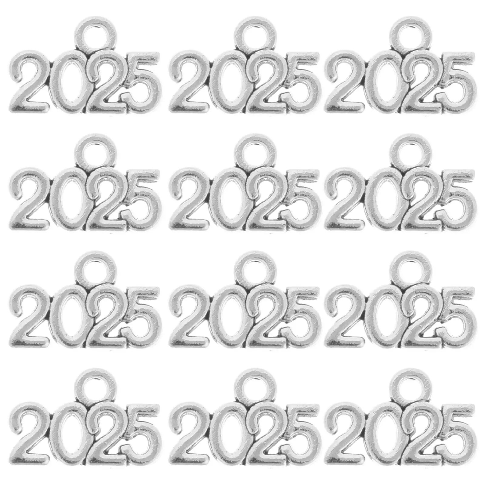 100 Pcs Number Year Pendant Cap Charms Vintage for Graduation Alloy Enamel Metal Bracelets