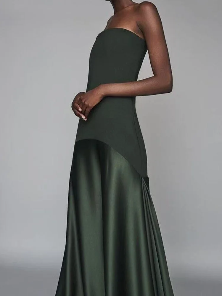 2025 loungewear sem alças retalhos vestido de festa, feminino verão sem mangas chique simples maxi vestido, sem costas elegante vestido das senhoras