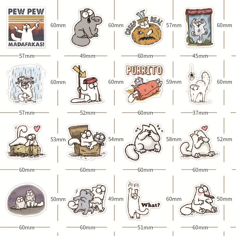 10/53 Uds. Pegatinas de grafiti bonitas de gato de Simon de dibujos animados decoración creativa personalizada caja de gafas para refrigerador calcomanía de bicicleta Juguetes