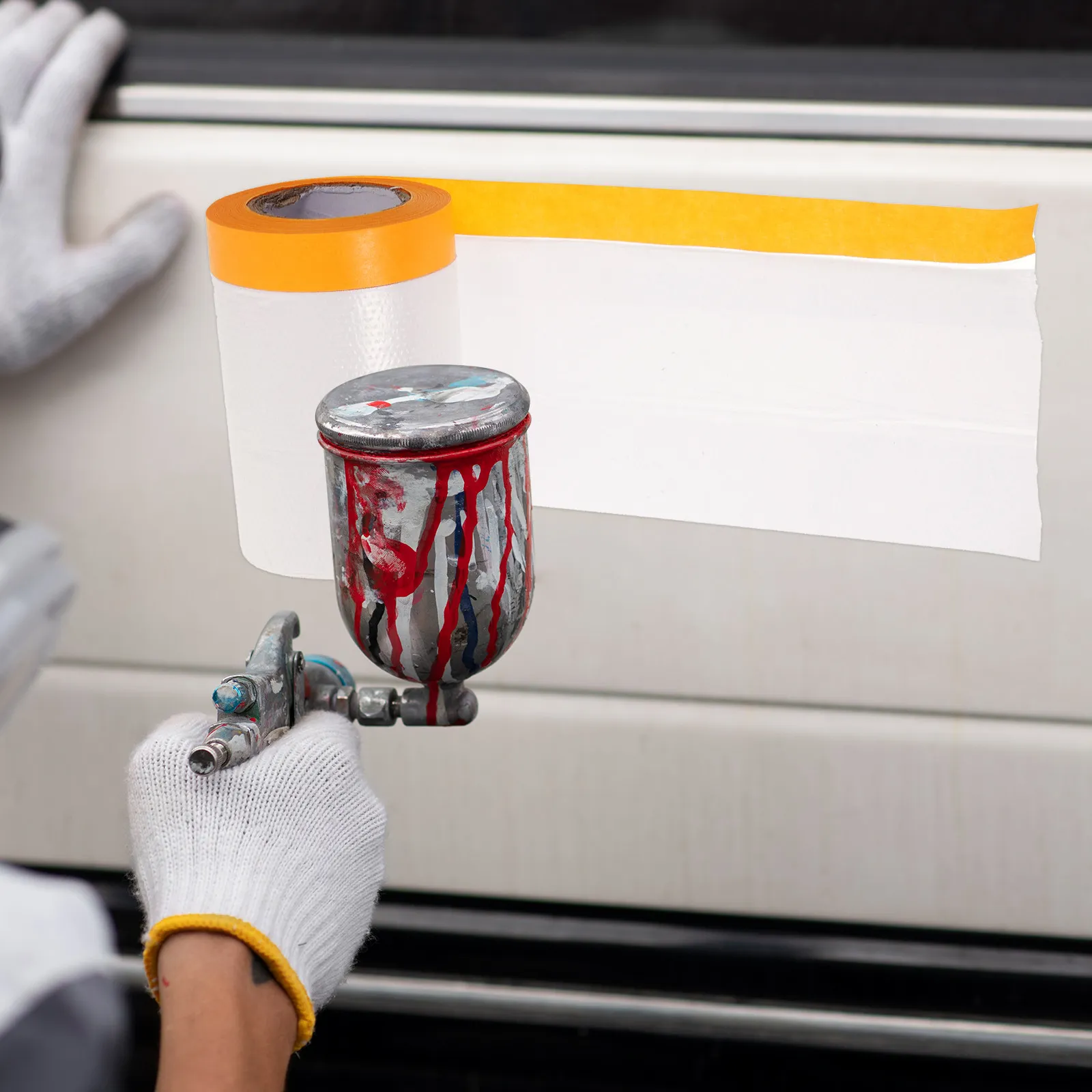 

Рулон прочной пластиковой маскировочной пленки для покраски, легко рвущаяся, одноразовая защитная пленка для ремонта автомобилей