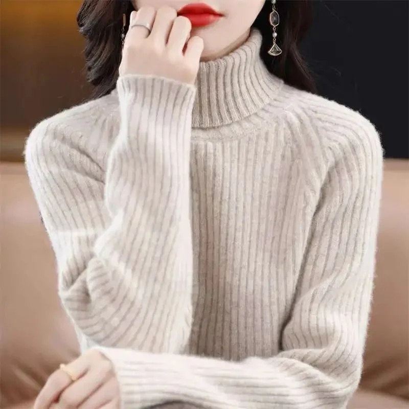 

Кашемировый свитер из 100% мериносовой шерсти, женский вязаный свитер, водолазка, пуловеры с длинными рукавами, осенне-зимняя одежда, теплые джемперы, топы