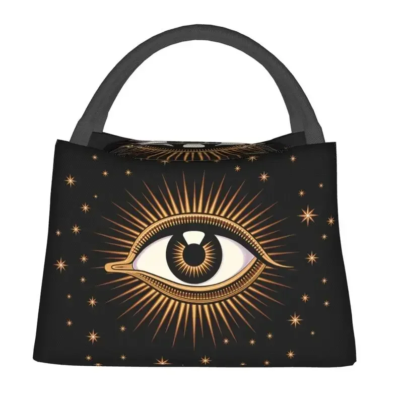 Bolso de mano con aislamiento de mal de ojo para mujer, fiambrera térmica reutilizable con arte de ojo que todo lo ve, fiambrera de comida, trabajo y viaje