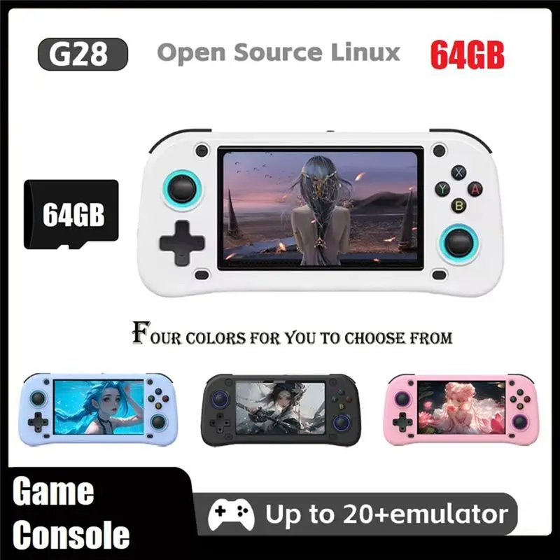 A33T-G28 Retro Handheld Video Game Console Linux Game Player 4.3 Inch HD Screen 64GB Memory 20+ Emulator Support B