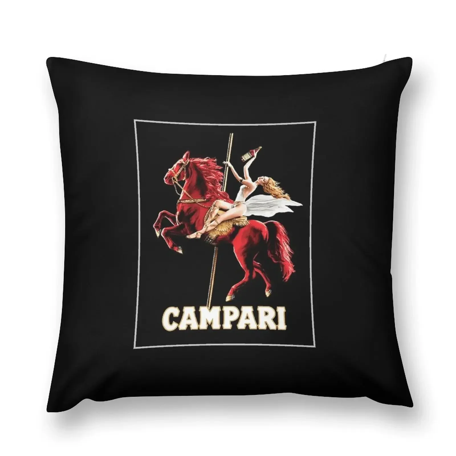 Vintage Campari Wine and Liquor Spirits Red Horse Art Print Throw Pillow Throw Pillow Covers Plaid Sofa Pillow Case