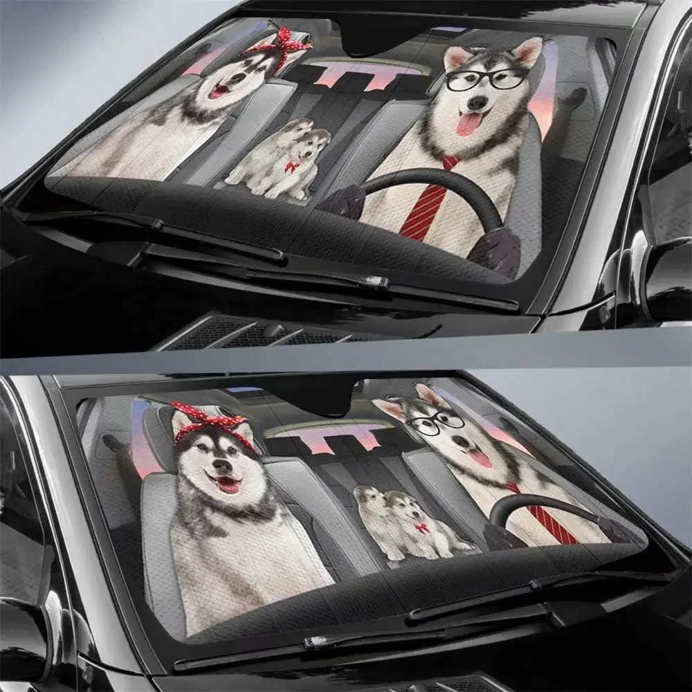 Husky Hund Fahrer Auto Windschutz scheibe Sonnenschutz Welpen Haustier Familie Auto Frontscheibe Sonnenschutz Tier Auto Anti-Sonnenlicht Auto Abdeckung