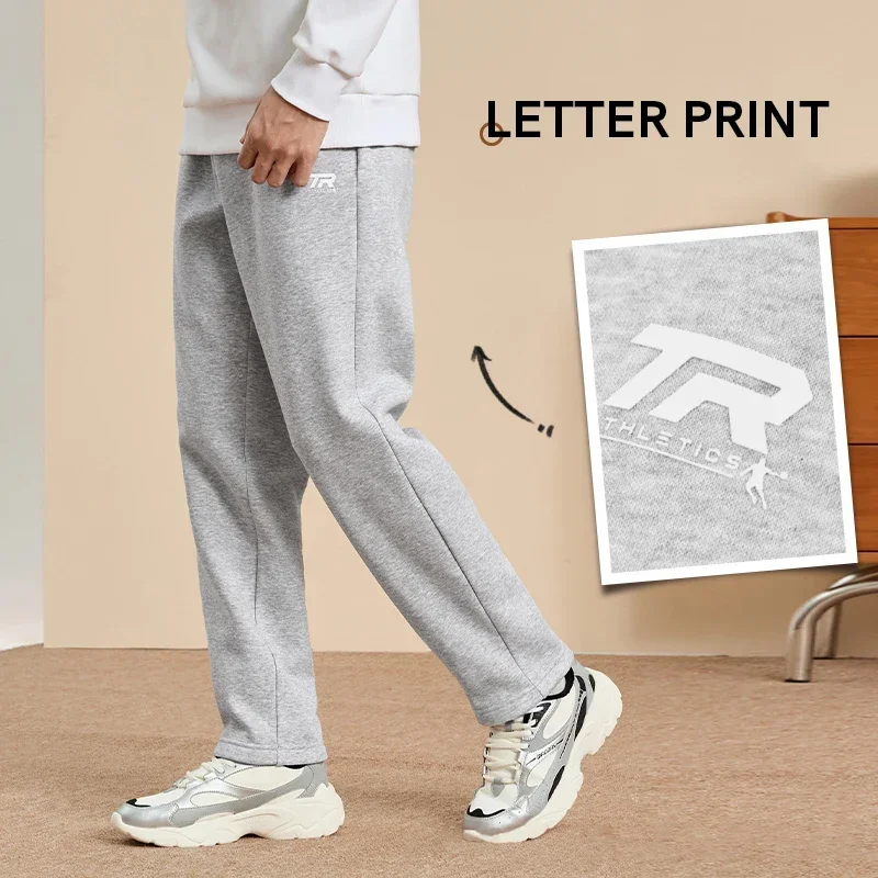 QIAODAN بنطال ذو قصة أرجل مستقيمة للرجال بنطال رياضي فضفاض غير رسمي بخصر مطاطي مع جيوب بنطلون للتنزه XKL33231320AR #1