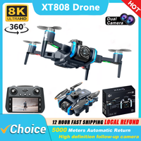 XT808 5G GPS RC Drones Professional 8K HD Light Flow Cameras Aerial Avoiding Obstacle Brushless Large Screen Folding Quadcopters