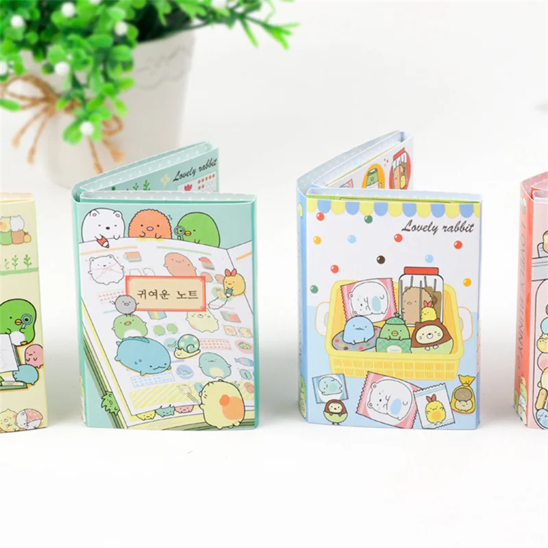 1pcs Cute Cartoon Memo Pad Lovely Bunny 6 Fold Self Adhesive Sticky Notes Diary Planner Stickers Office School A7111