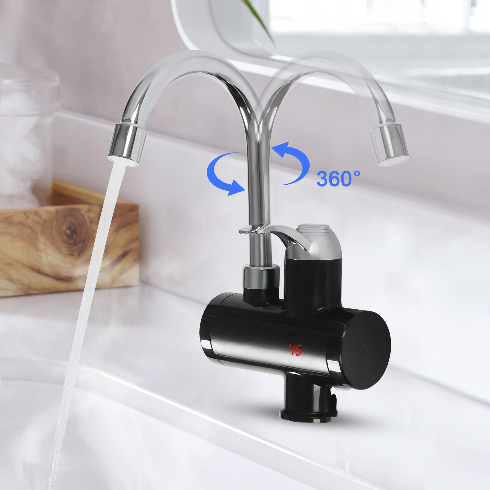 360° LED Electric Tap Instant Heater Faucet 20-60℃