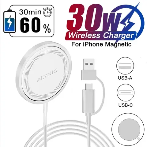 ALYNIC 30w 자기 무선 충전기 패드 iPhone 15 14 13 12 Pro Max 미니 고속 무선 충전 도킹 스테이션 Mag 충전기
