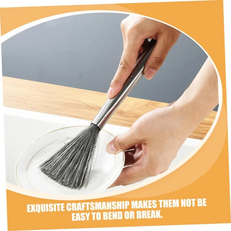 Steel Handle Multi‑Functional Cleaning Brush 1/2 Pack Kitchen Bathroom Household