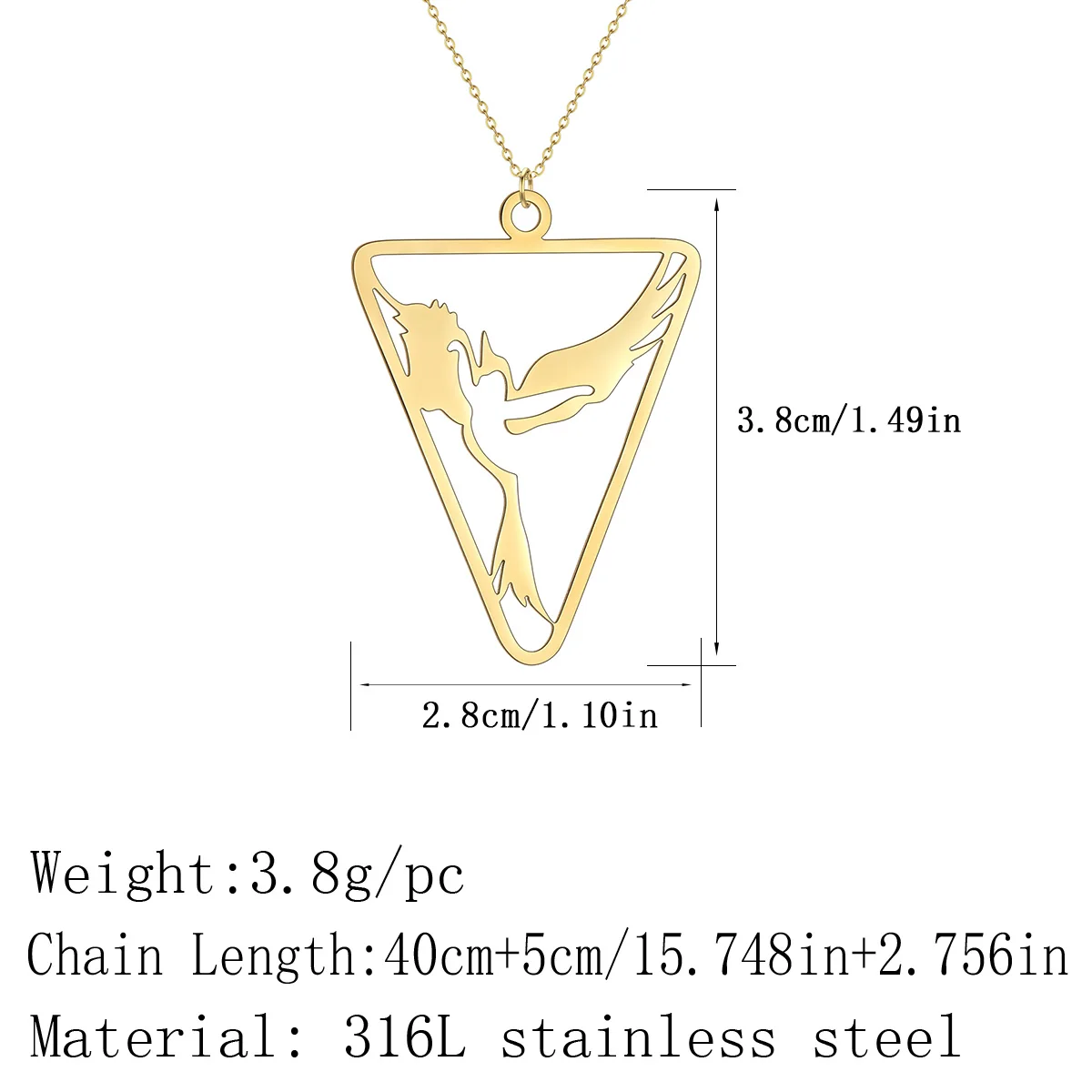 Kinitial Triangle With Phoenix Pendant Necklace Women Modern Art Jewelry Cute Pendant Necklace Collar