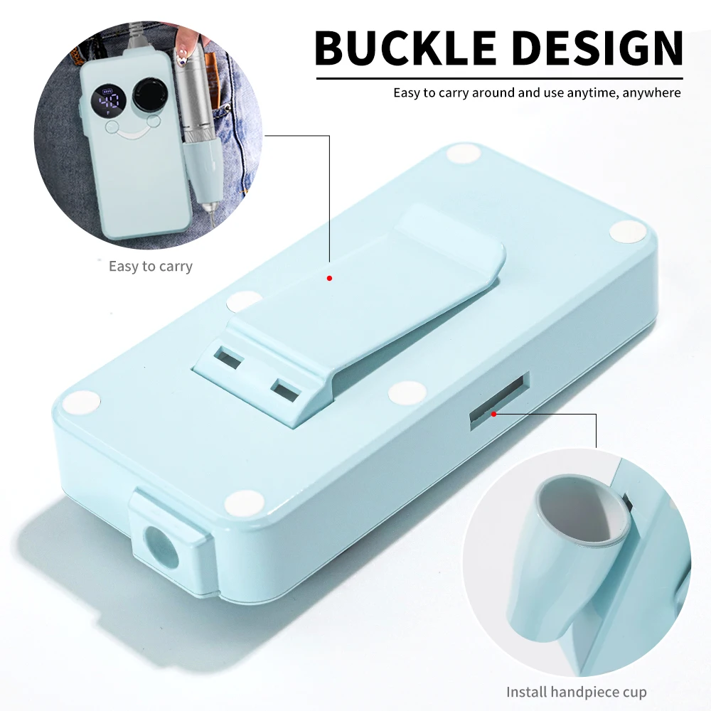 Battery Storage Nail Polisher 0-40000 RPM Controlled Speed Knob Nail Polisher for Nail Polishing Cuticle Callus Manicure Machine