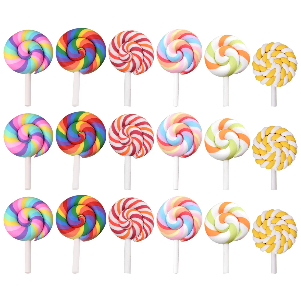 

35Pcs Polymer Clay Simulation Lollipop Colorful Mini Decoration Candy Embellishment Pendant Clay Lollipop Candy Embellishment