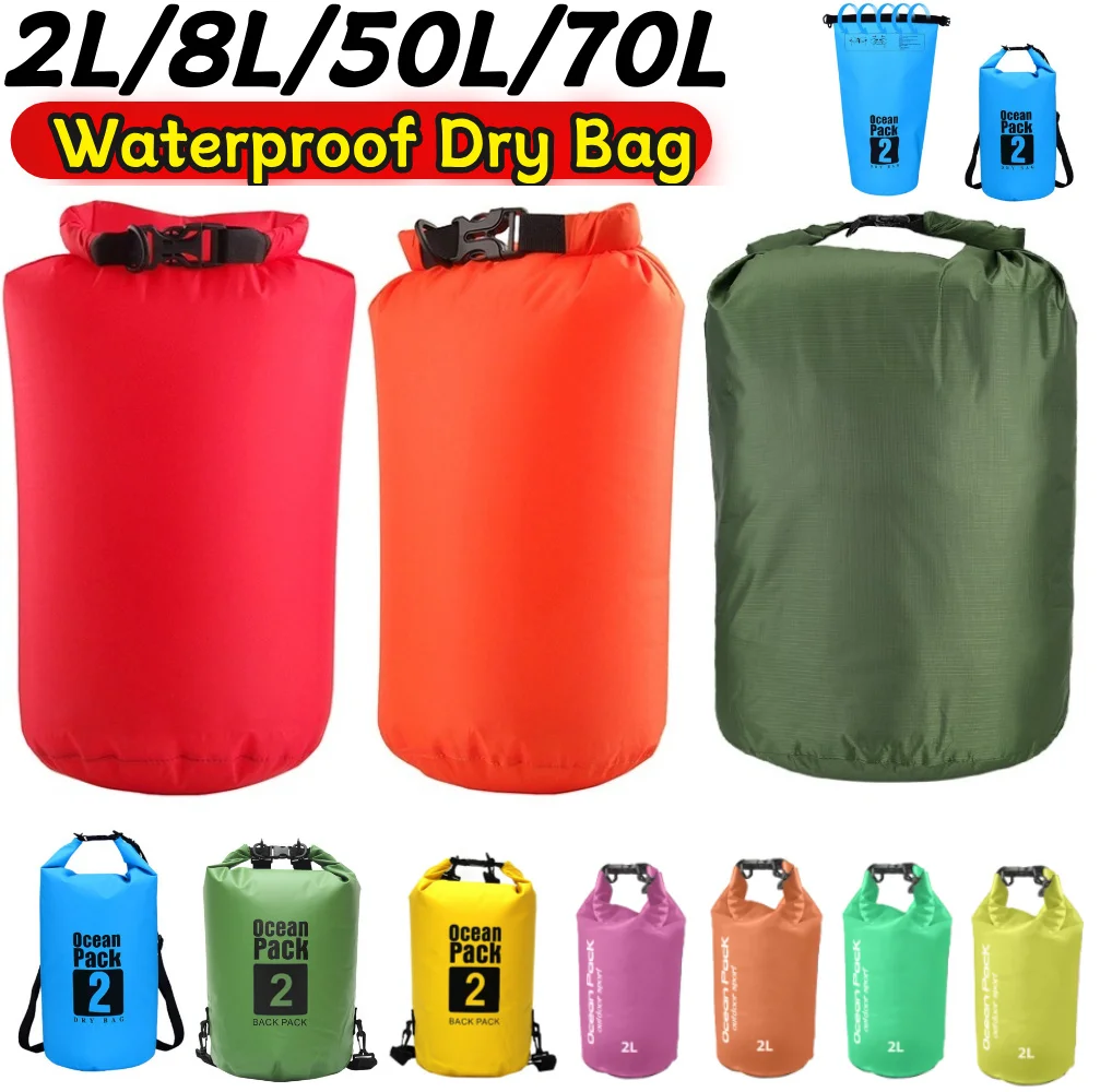 

8L/40L/70L Outdoor Waterproof Dry Bag Back Pack Swimming Bag Bucket River Trekking Rafting Kayaking Travel Clothes Storage Pack
