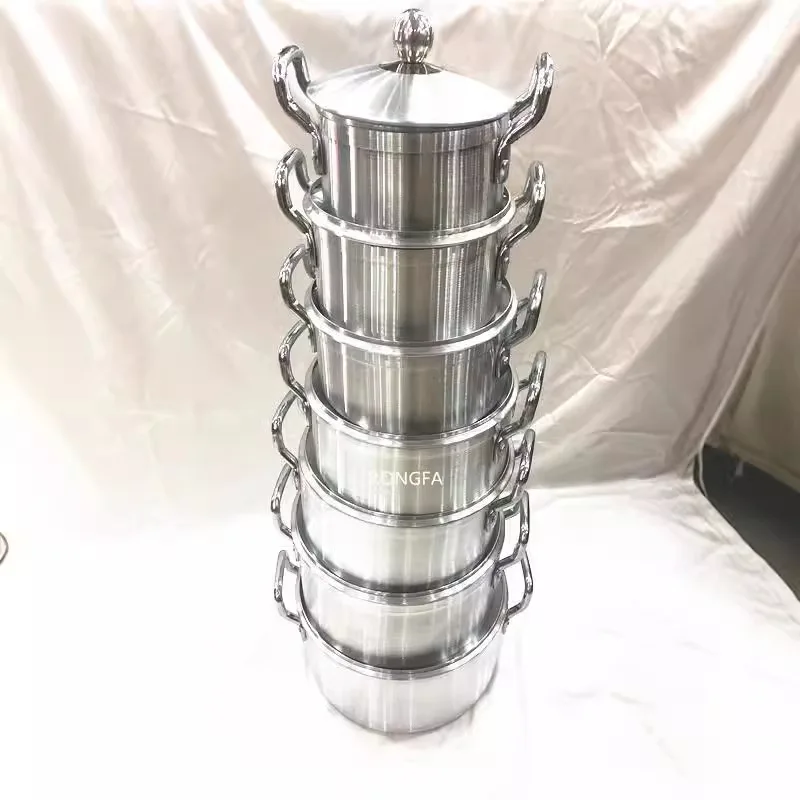 Aluminum pot7pcs high ear set aluminum soup pot, pot set kitchenware