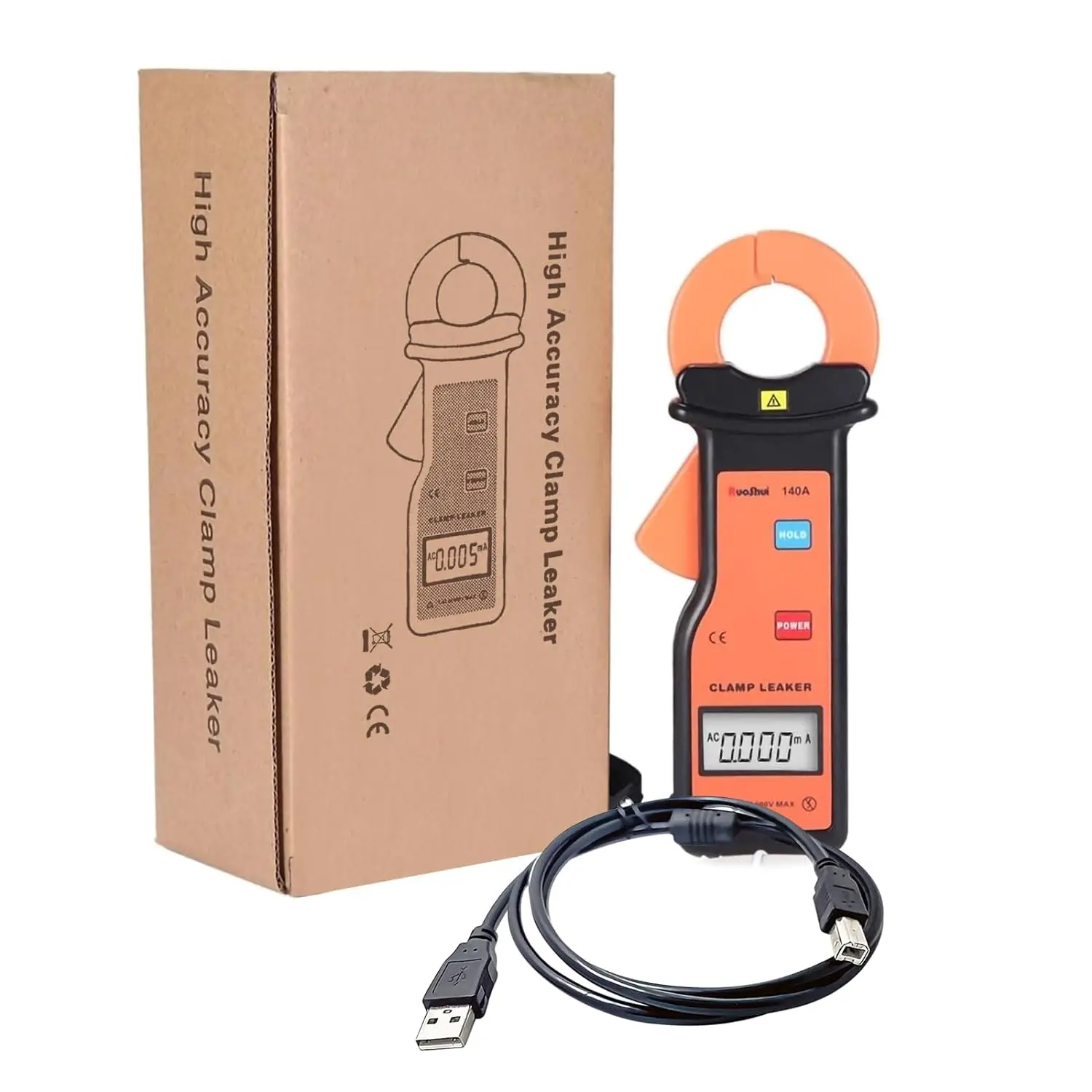 RuoShui 140A Digital Clamp Leaker High Accuracy Leakage Current Clamp Meter Measure Range 0.000mA～60.00A LCD Automatic Tester