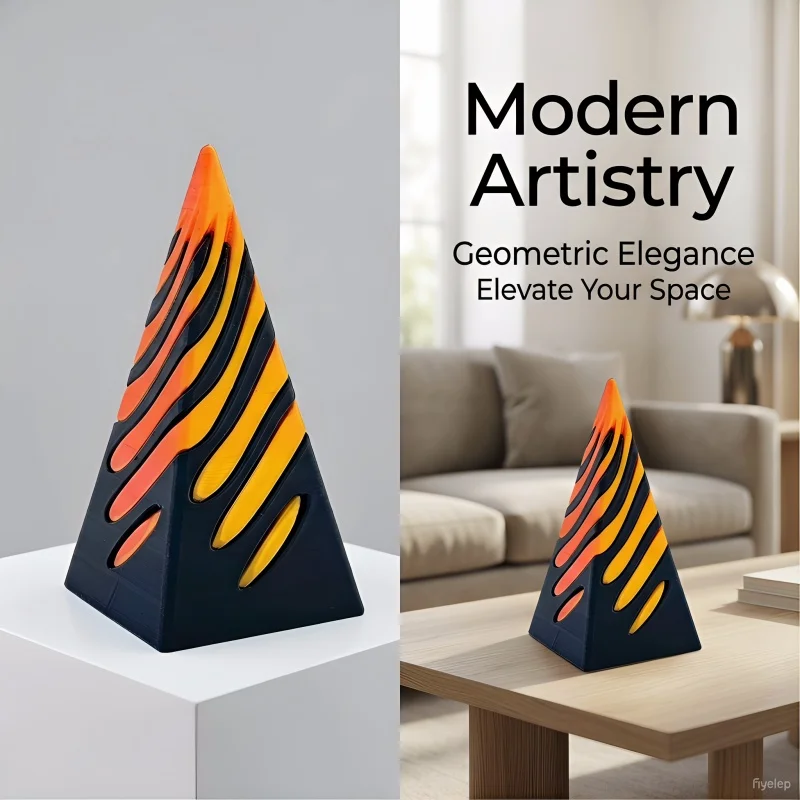 3D Printed Rotating Pyramid Spiral Screw Sculpture Fidget Toy Office Decor Focus Enhancement Decompression