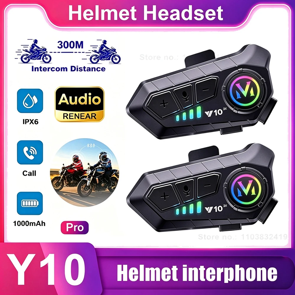 1-2 PCS Moto Helmet Headset 300M Intercom For Motorcycle Outdoor Cycling Helmet Headset Wireless Bluetooth Earphones Interphone