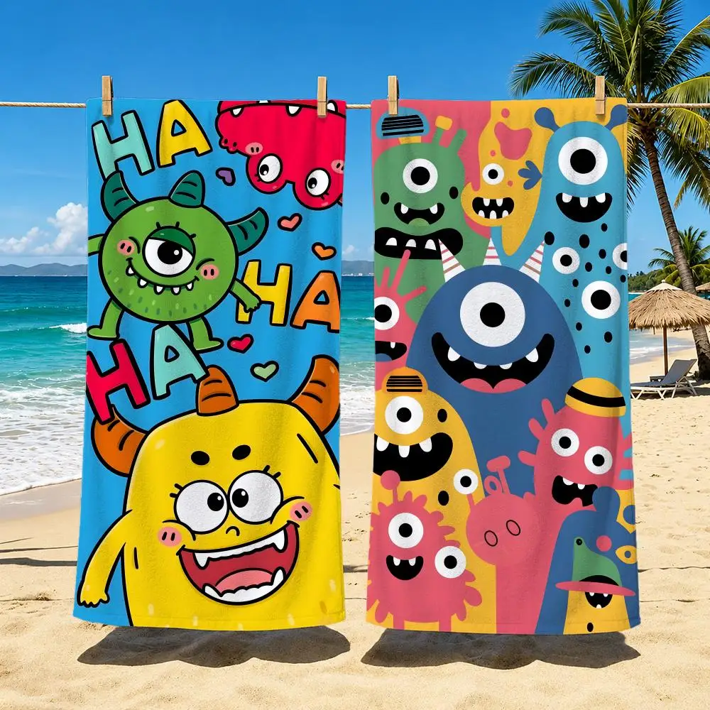 Cartoon Funny Monster Cartoon Towel Towel Soft Pool Gift For Travel Gym Shower Cool Camping Quick Dry Sports  Large Beach Towel
