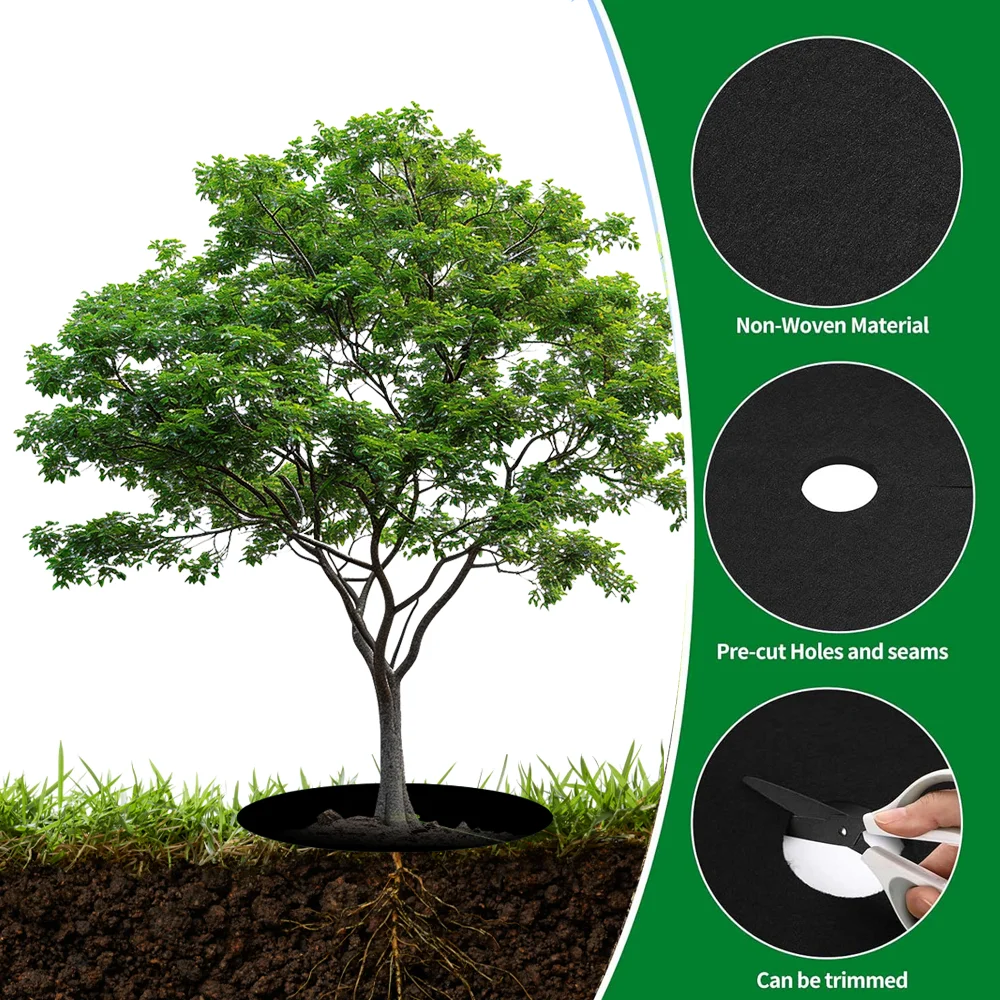 6pcs Tree Protection Weed Mats Protector Mat From Weeds Non-Woven Plant Cover Anti Grass Gardening Fabric Weed Control 15cm-82cm