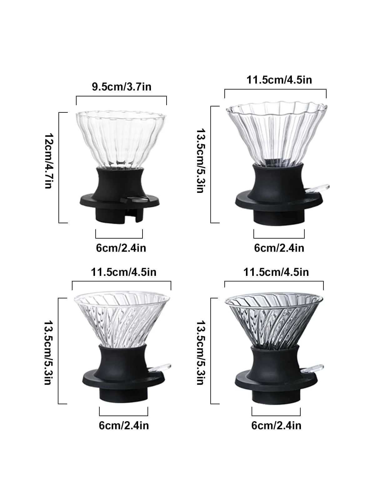 1pc Coffee Filter Immersion Coffee Dripper Glass Pour Over Coffee Pot with Push Button Switch,Filter Cup Hopper for Coffee Lover