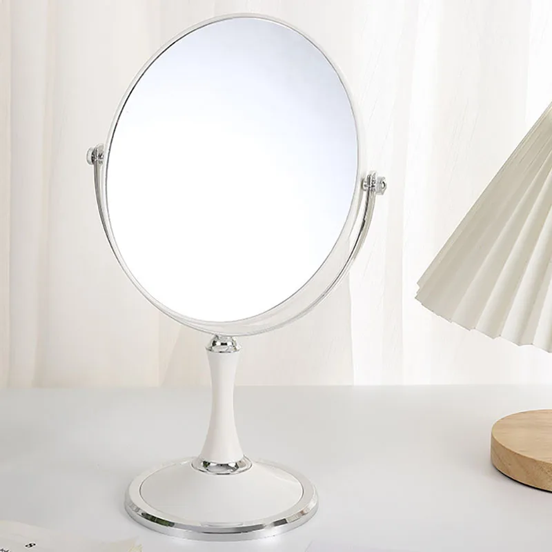 6 Inch Portable Desktop Cosmetic Mirror ABS Simple Bedroom Tabletop Vanity Mirror with Adjustable Suspension Bracket