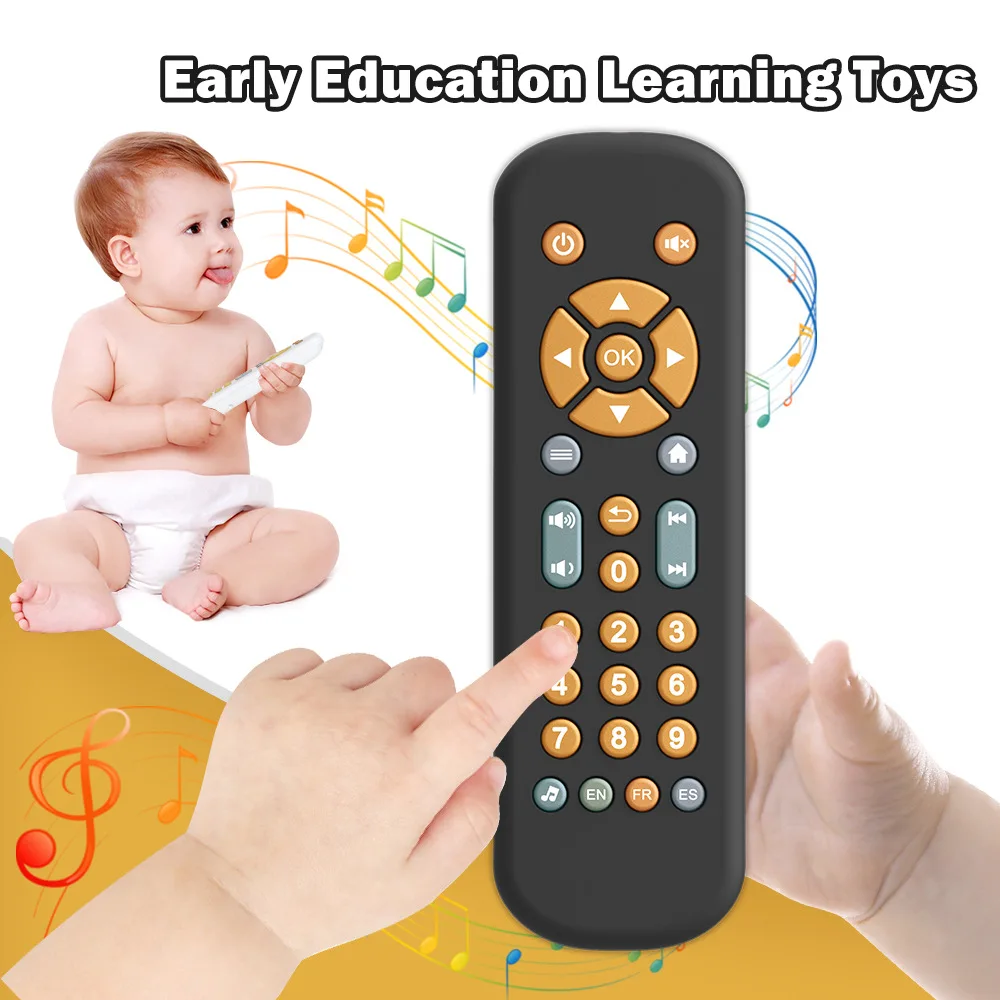 Baby TV Remote Control Toy with Music Sound and Light Early Educational Learning Toy with 3 Language Musical Toy for 6-36 Months