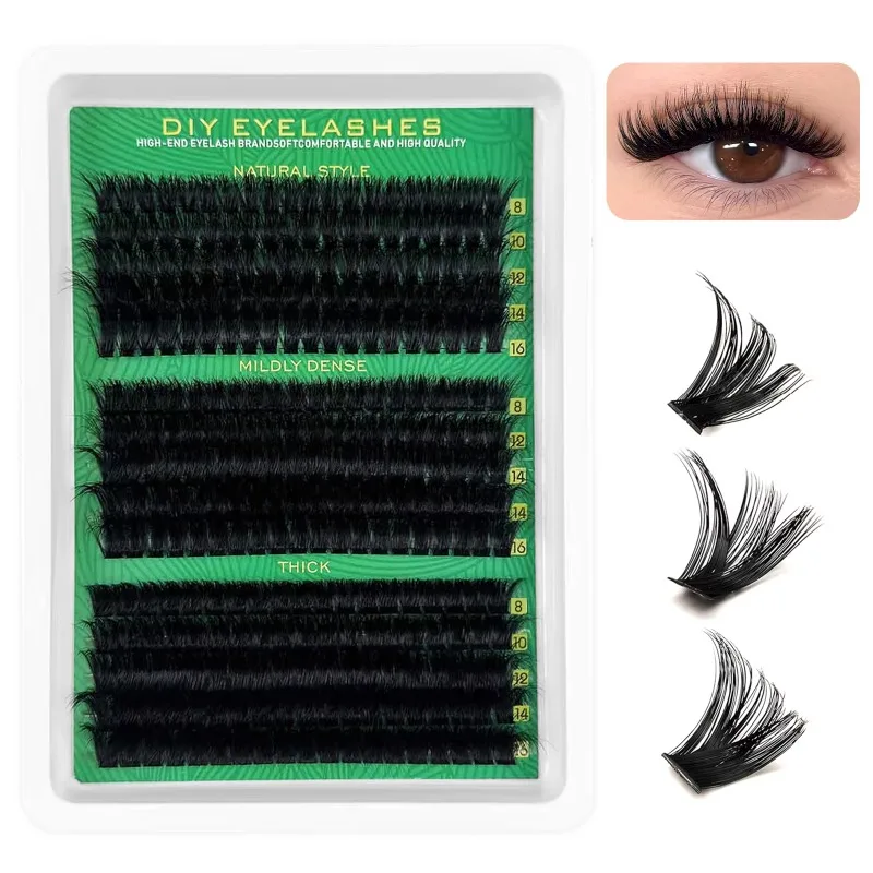 60D 80D 100 Mixed DIY Lash Clusters D Curl 8-16mm, Natural to Dramatic Volume Individual Eyelash Extensions for Home Makeup