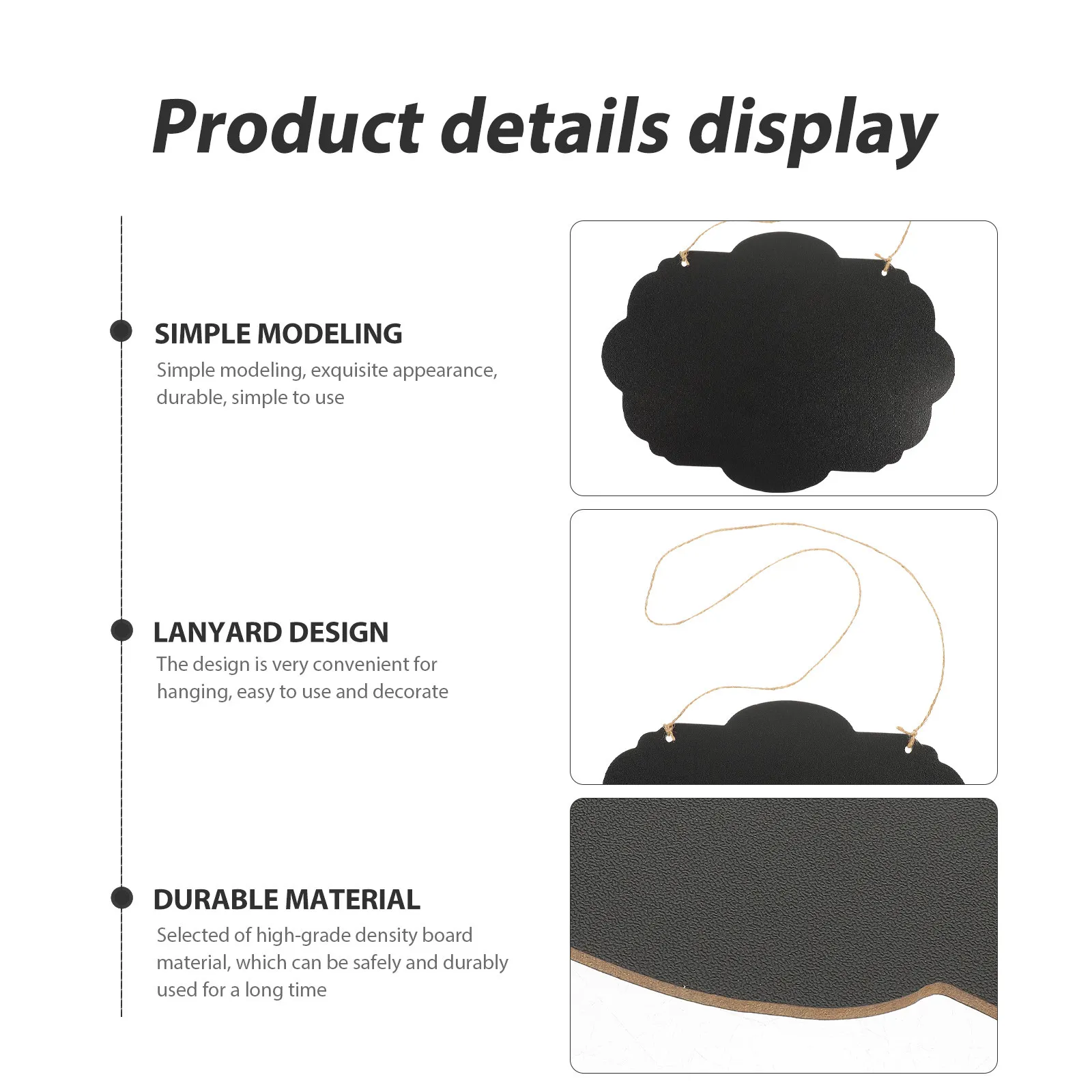 Small Wall Hanging Chalkboard Double Sided Memo Board Hanging Blackboard Door Message Board for Home Shop Cafe