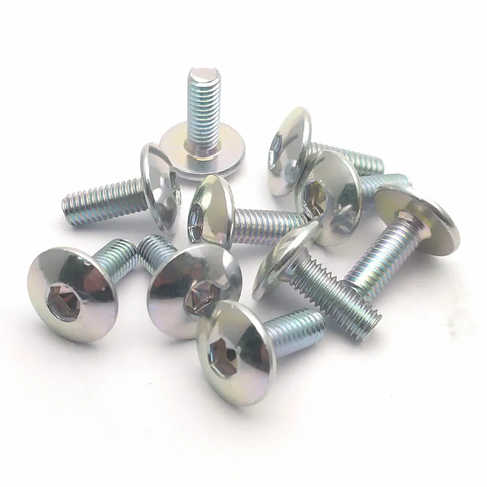 10pcs Big Flat Round Head Inner Hexagon Screw Bolt M6 6mm for Motorcycle Scooter ATV Moped Plastic Cover