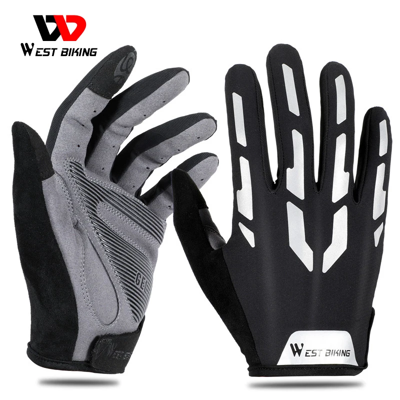 WEST BIKING Shockproof Reflective Cycling Gloves Half Finger Sport Gloves Men Women Summer Gym Fitness MTB Road Bicycle Gloves