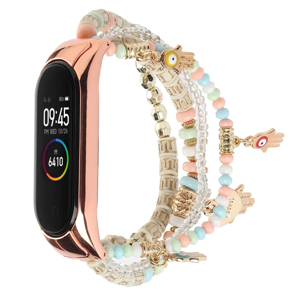 Jewelry Strap for Xiaomi Mi band 9 8 7 6 5 4 3 Women elasticity Replacement Bracelet Mi band 9/8 Wristband For Xiaomi Mi band 6