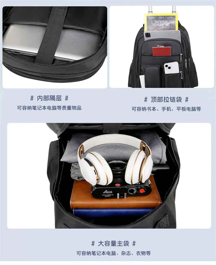 Business-Rucksack für den Außenhandel, Großer Multifunktionaler Doppel-Rucksack, Studentenrucksack, Leichtgewichtig – Detail 11