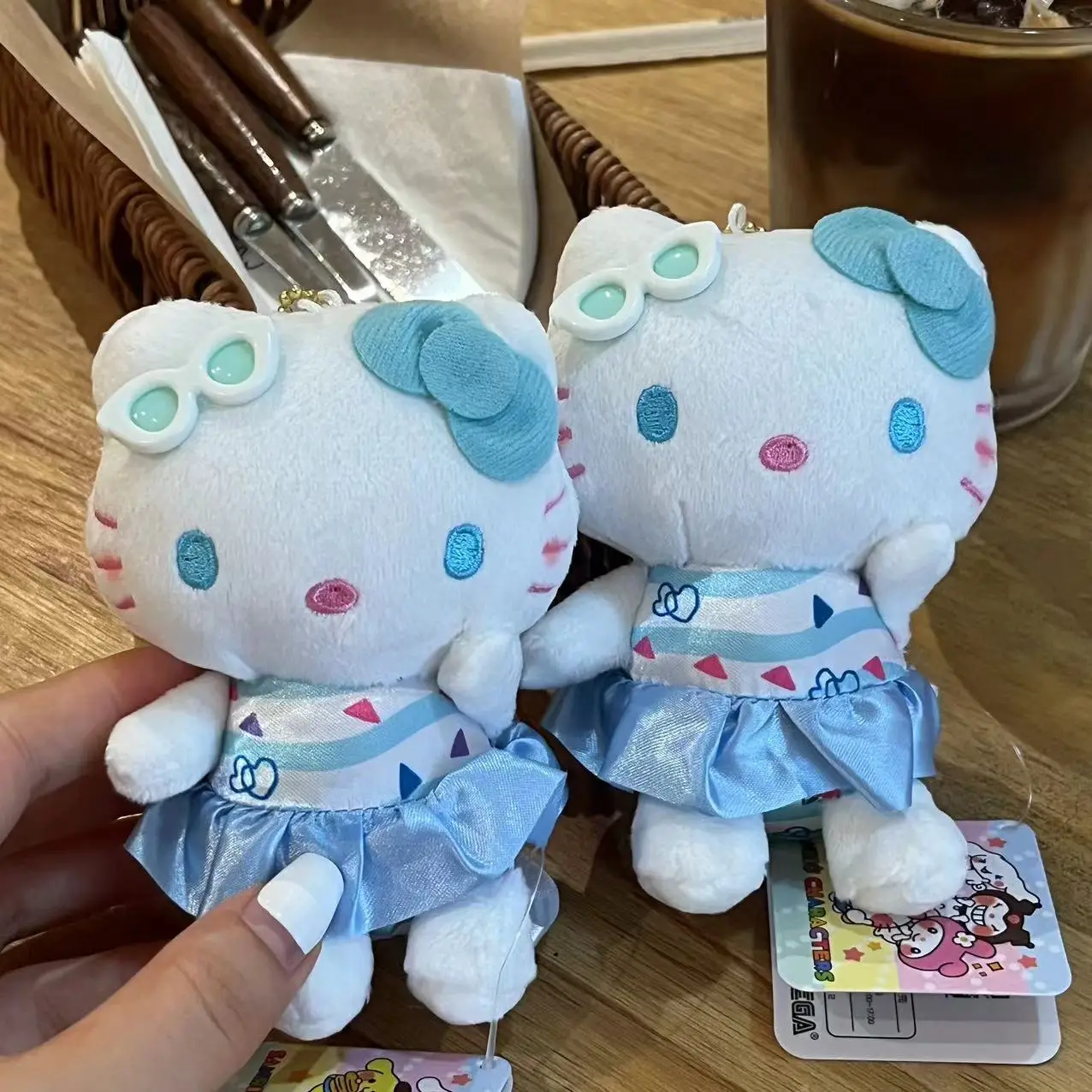 Hello Kitty Giocattoli di peluche con stampa leopardata Zaino Kawaii Portachiavi con ciondolo Accessori Ragazza Compleanno Regali periferici creativi