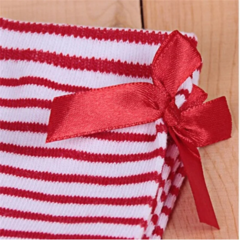 Kids Warm Winter Knee High Stockings Christmas Girls Striped Boot Bowknot Stocking White Black Gray Xmas Gifts Stocking