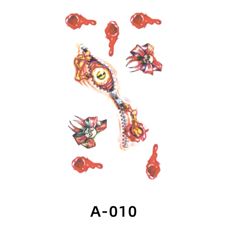 Halloween Temporary Tattoo Stickers - Bloody Wound Scars Design Body Art Decals for Halloween Party Props