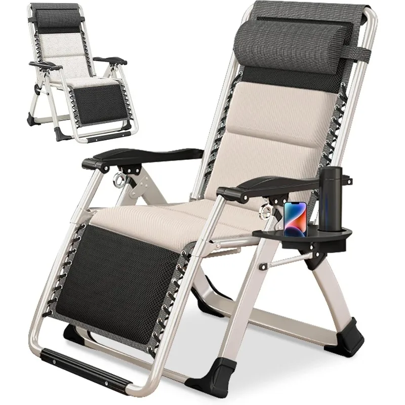 

NAIZEA Lounge Chair Zero Gravity Chair Folding Adjustable Reclining Patio Chairs with Cup Holder,Ergonomic Patio Recliner Chairs