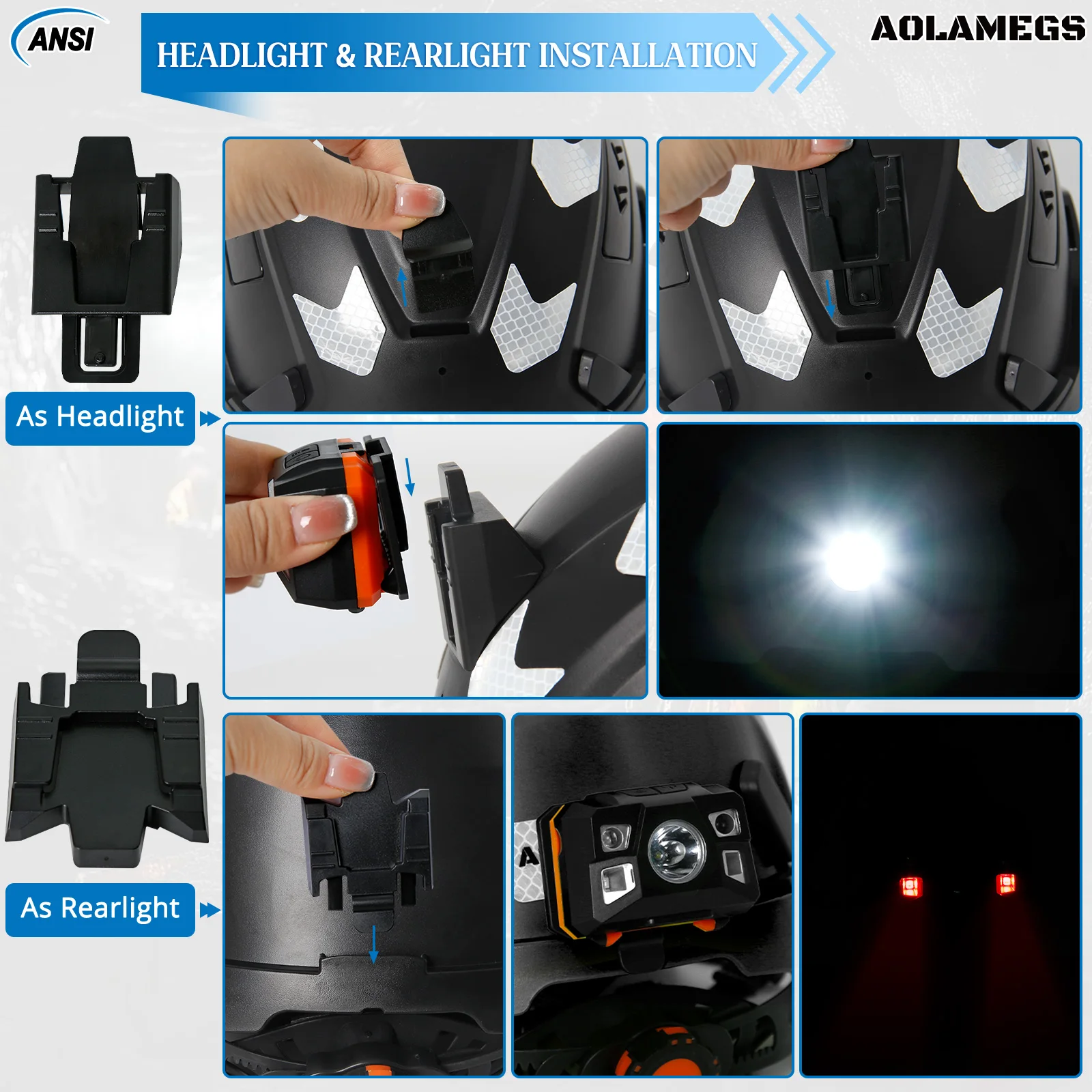 CE Construction Safety Helmet with Head Lamp Double Goggles Reflective Stickers ANSI Hard Hat Industrial Work Head Protection