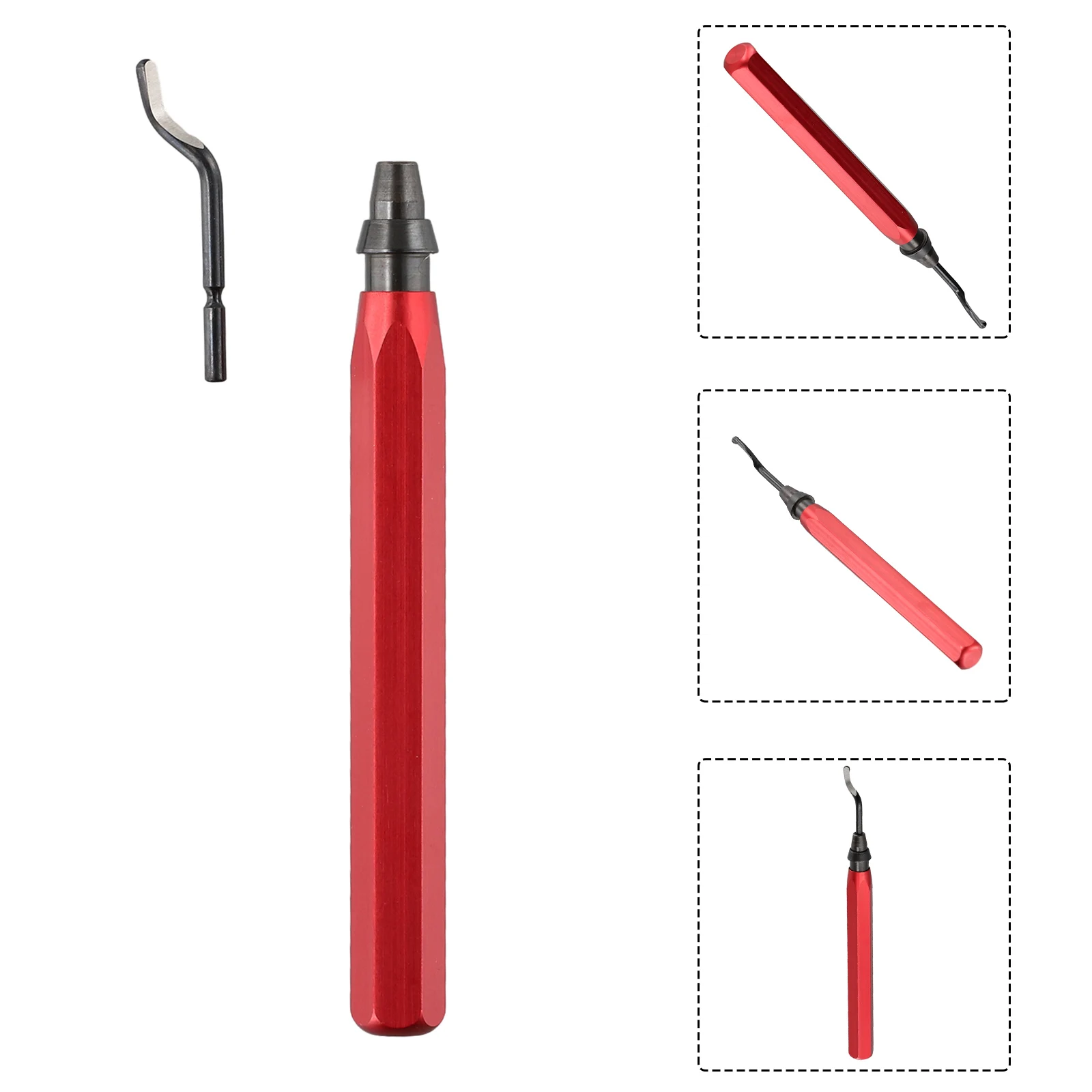 RB1000 Handle Burr Metal Deburring Tools Handle Remover Cutting Tool 10pcs Rotary Deburr Blades Debur Red For Luminium Coppers