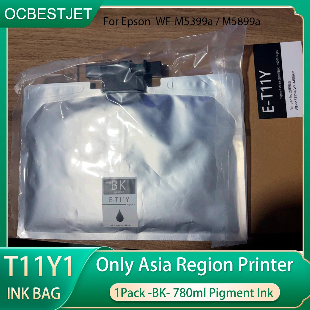 1 Pack T11Y C13T11Y100 T11Y100 T11Y1 Ink Bag 780ml Ink Cartridge With Pigment Ink BK For Epson WF-M5899a WF-M5399a Asia Region
