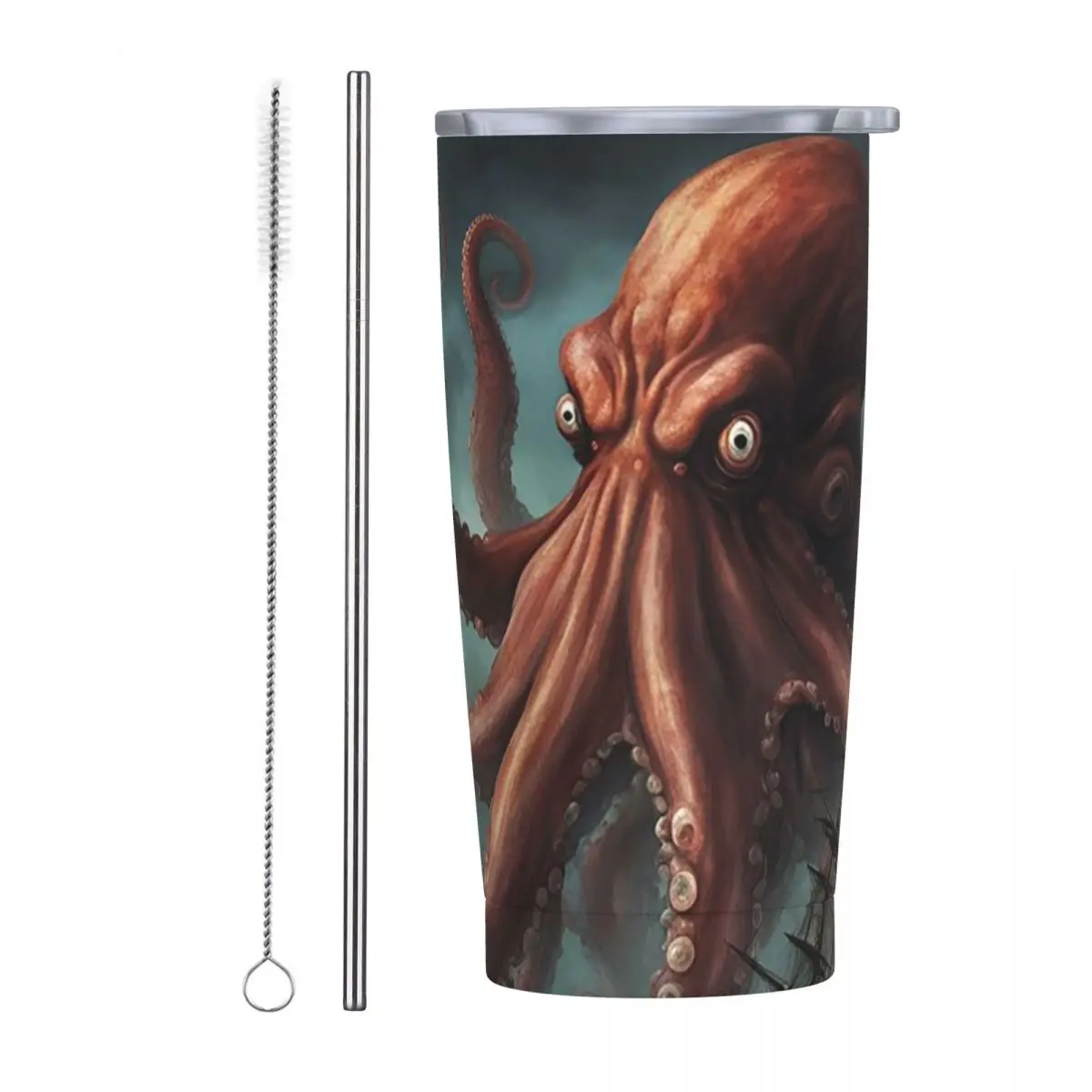 Giant Octopus (the Kraken) Stainless Steel Tumbler Vacuum Insulated Mug Thermal Cold Bottle Straws With Lid 20oz