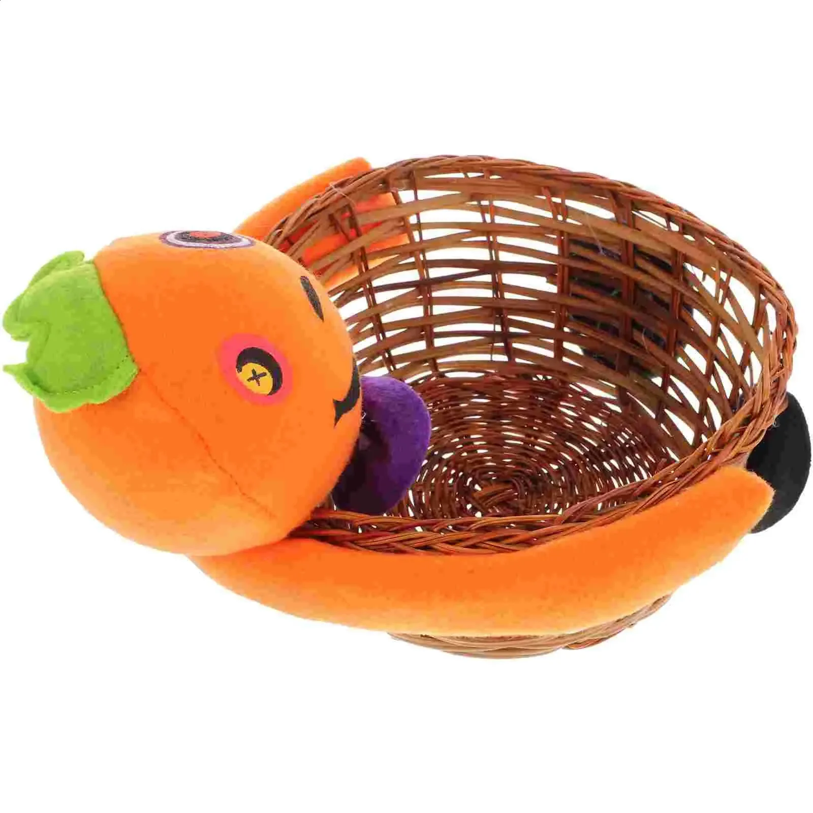 

Basket Pumpkin Candy Halloween Theme Storage Bucket Bamboo Decorative