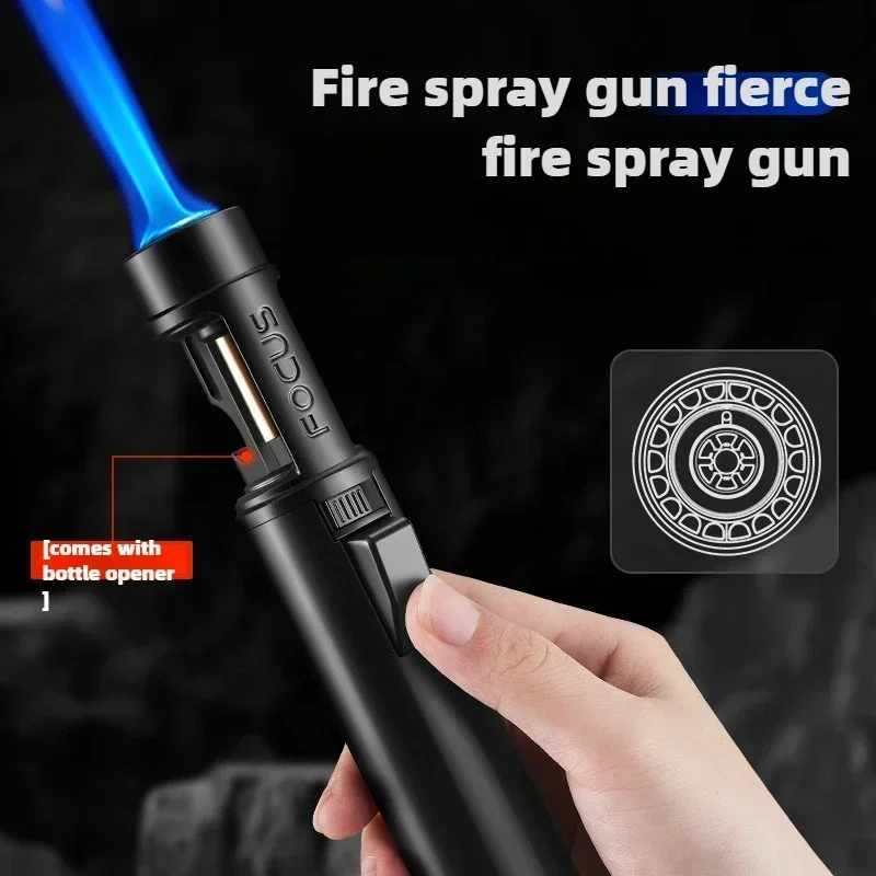 1300°Windproof Powerful Gun Lighter for BBQ Kitchen Welding Refillable Metal Butane Gas Turbine Blue Flame Jet Torch Lighter