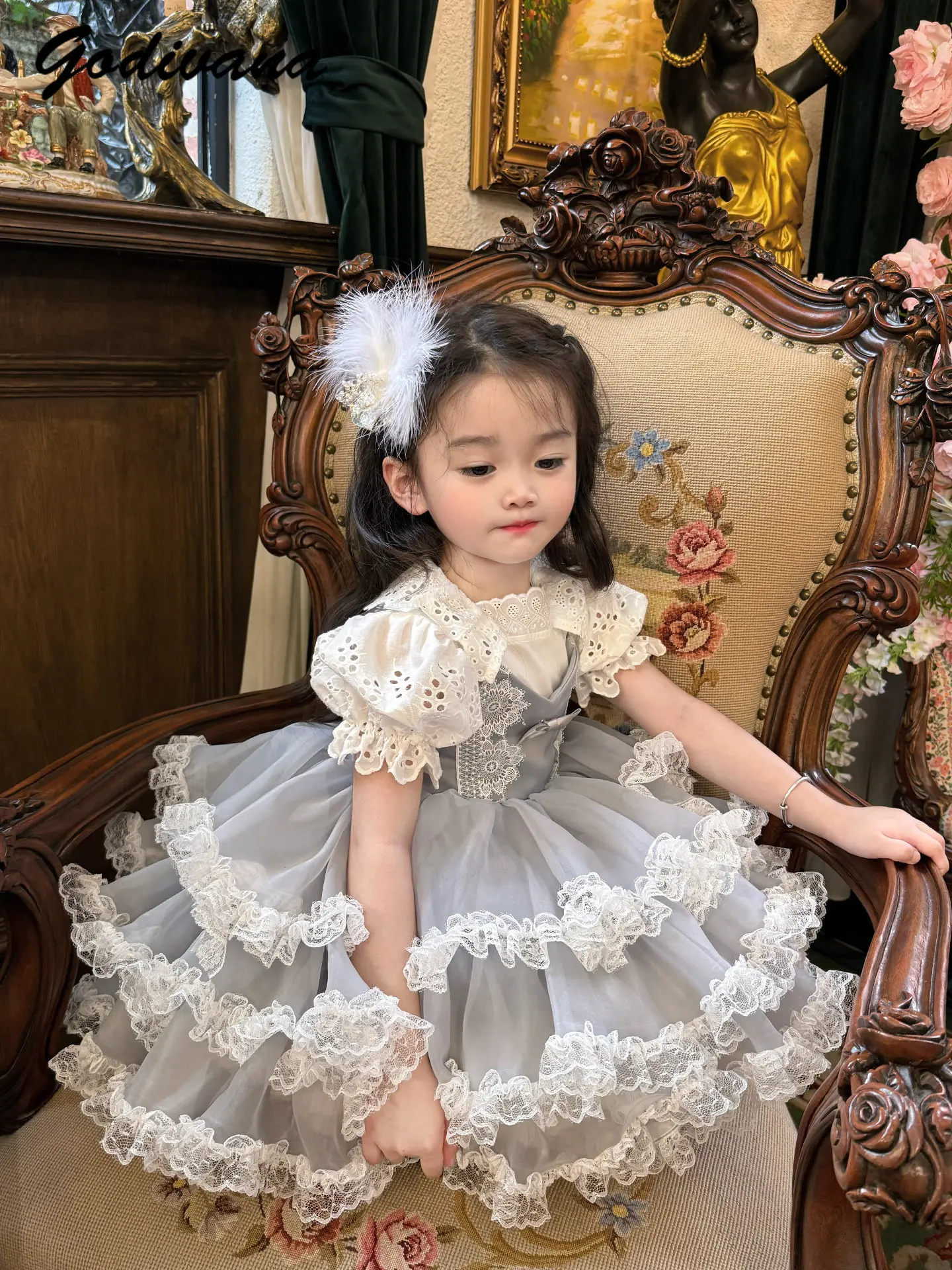 Cute Baby Girls 2026 Summer New Birthday Party Princess Dress Kids High End Luxury Fashion Lace Trim Cake Tutu Slip Dresses