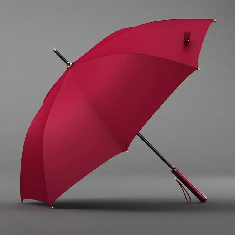 High-end Automatic Elegant Goddess Style Long-handled Umbrella Black Vinyl Sunshade UV Protection Windproof Rainproof Umbrella